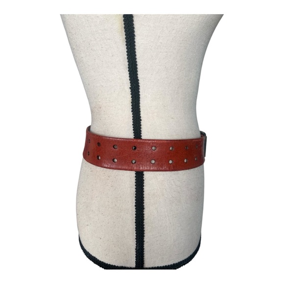 Vintage Red Grommet Leather Belt Size - Picture 3 of 8